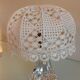 Bedside lamp glass foot and lampshade hook ecru / vintage 60s-70s