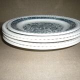 5 antique white and blue ceramic plates