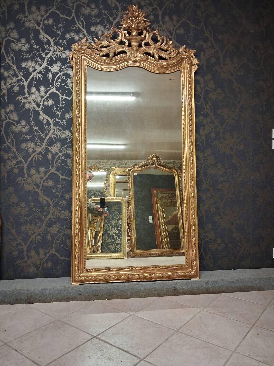 19th century mirror inspired by Louis XVI style, 2.15m x 98cm