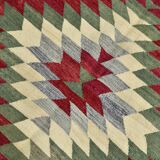 Wine Red & Green Turkish Kilim Rug, 156x224Cm