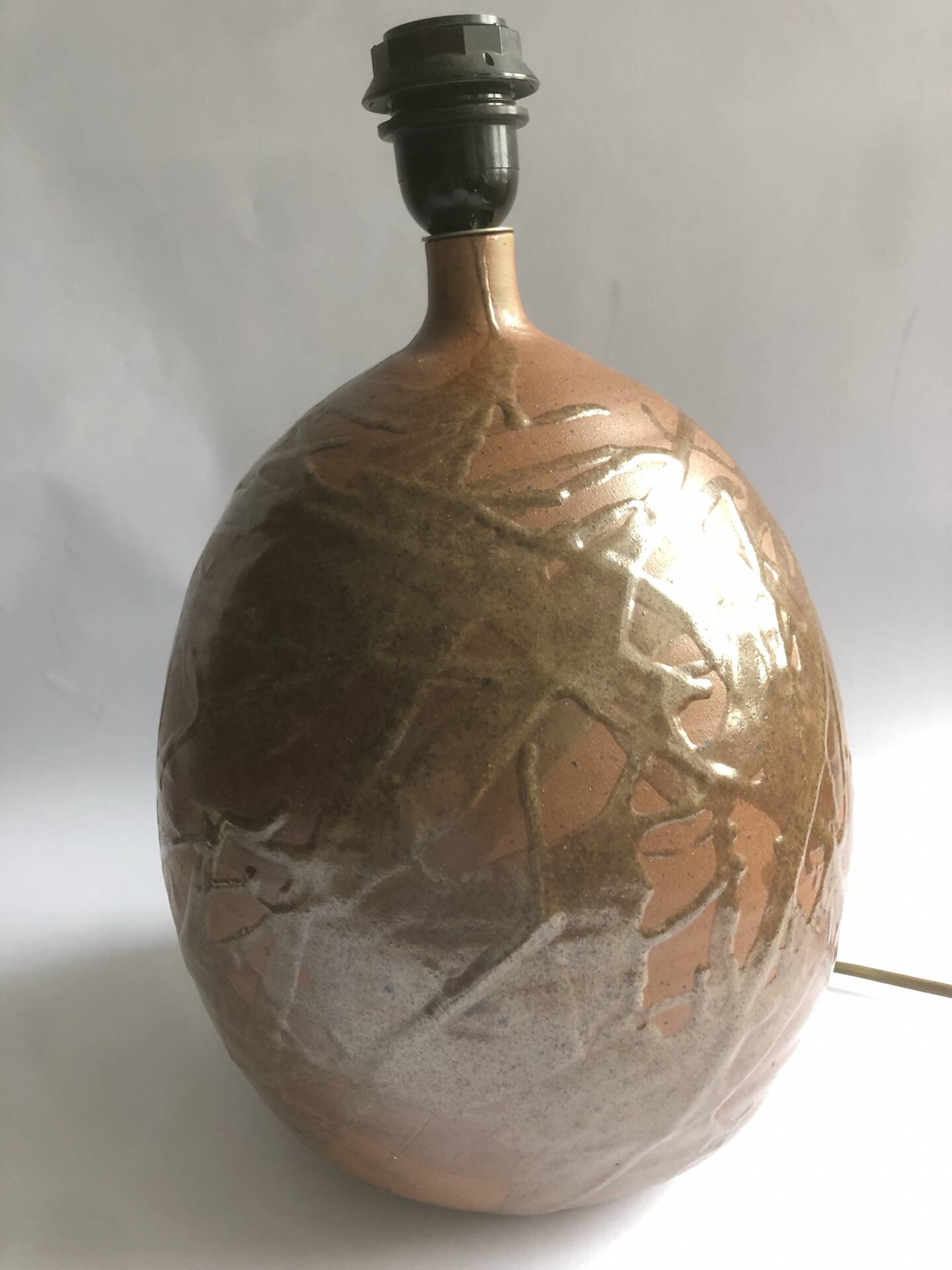 Salt-glazed stoneware lamp base from the workshop "Les Cyclades"