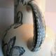 Art Nouveau toilet broc, blue-grey Iris décor, signed Longchamp
