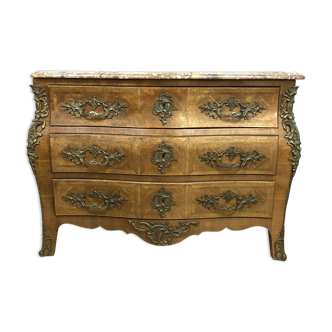 Convenient tomb Louis XV in precious wood marquetry around 1880
