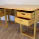 Vintage architect's desk in light wood circa 1970