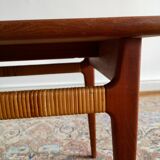 Scandinavian coffee table 60's teak and wicker