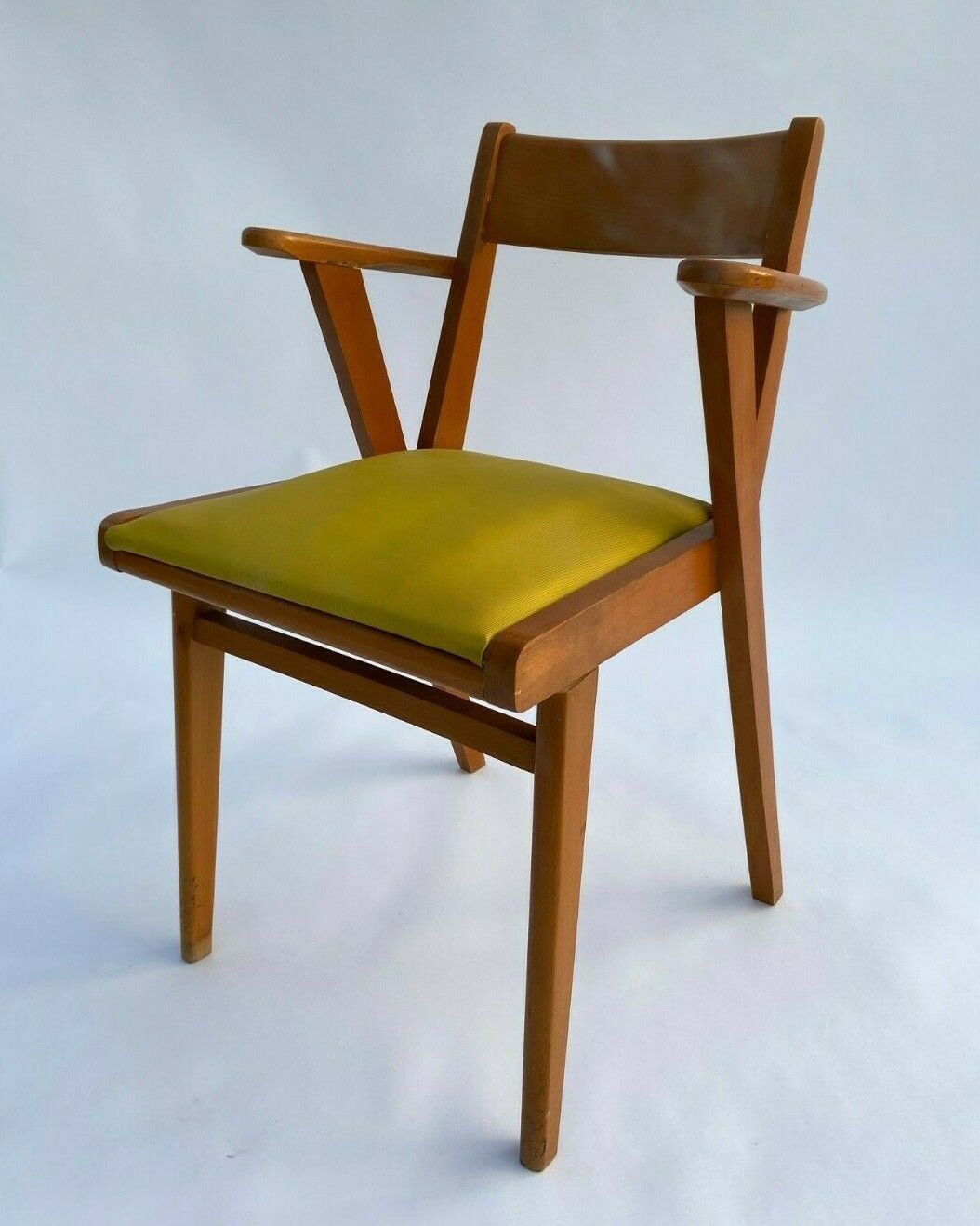 3 french design chairs chene light red yellow green 1960
