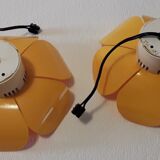 Duo of orange flower wall lamps 70