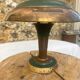 Vintage brass & green metal lamp - mushroom / Art Deco