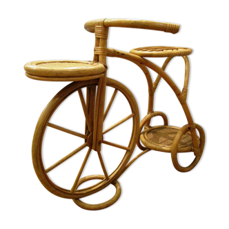 Porte-plantes vélo rotin et bambou vintage