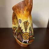 Quimper fouillen faience pitcher from the 50s/60s oblique shape gorse decor
