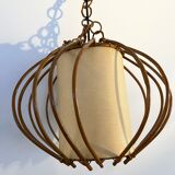Vintage chandelier, rattan pendant lamp design 1960
