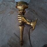 Bronze Wall Lamp John Devoluy Nubian Hand with Torch