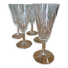 5 antique chiseled glass champagne flutes