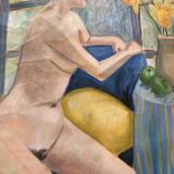 Rolled canvas of a naked woman
