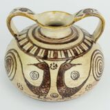 italian mid century double-handle ceramic VASE signed vitali handmade 1970s