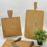 Trio of old cutting boards, butcher block,