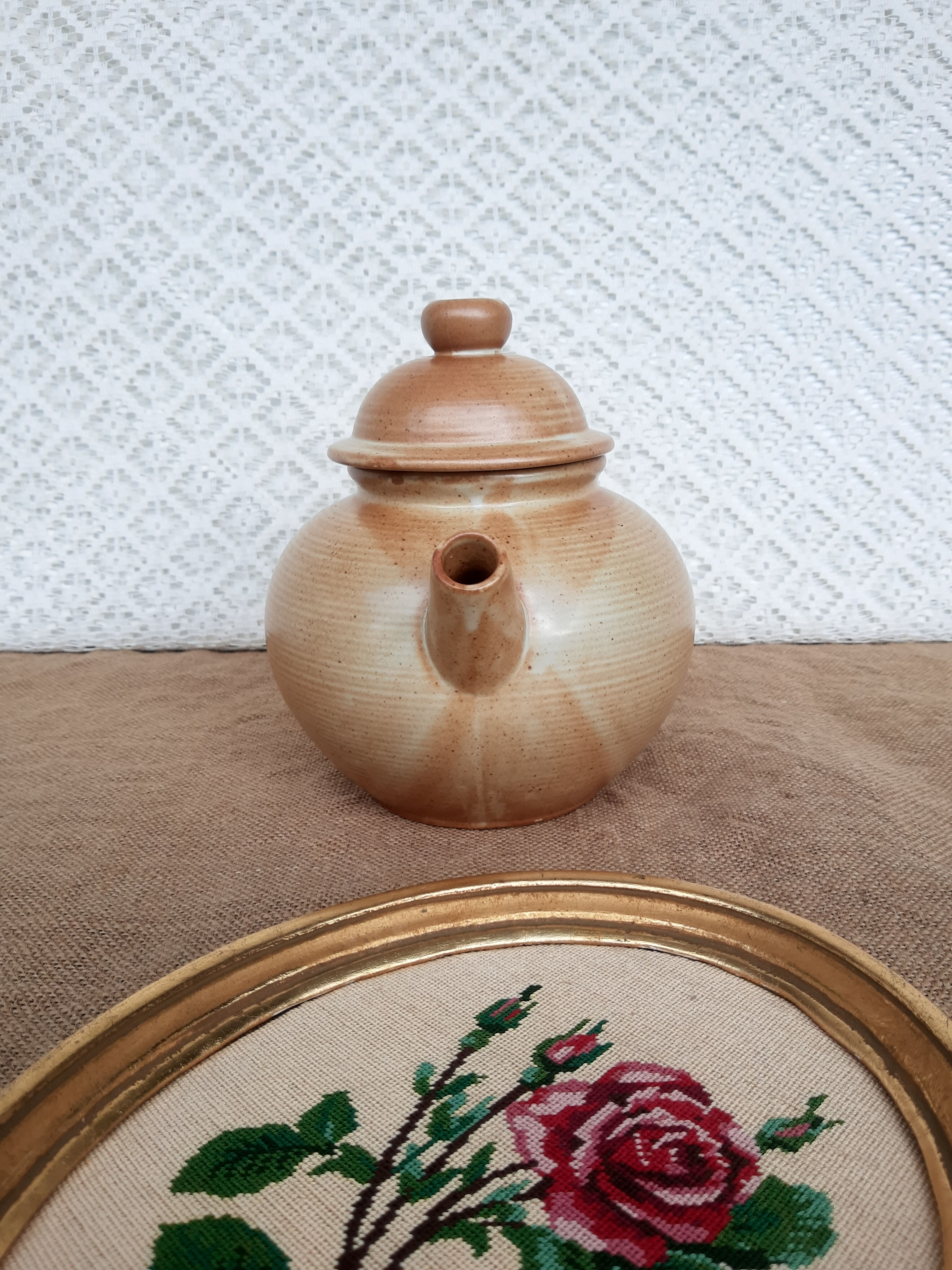 Vintage CNP France village stoneware chocolate tea coffee set