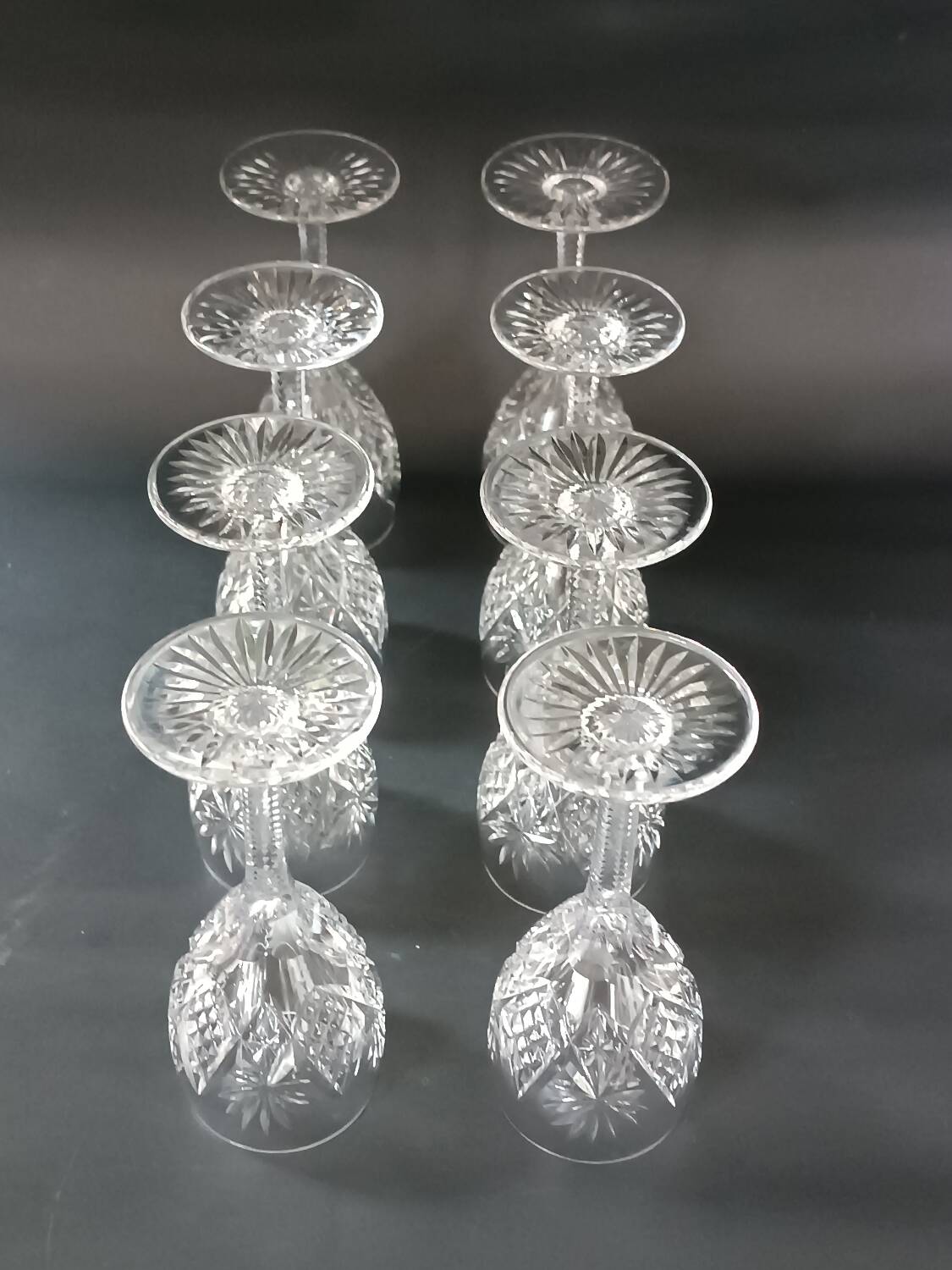 Eight Saint Louis cut crystal stemmed glasses