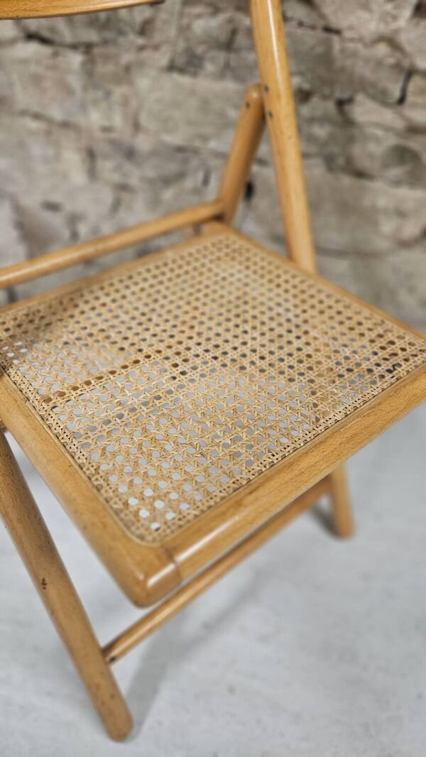 Chaise pliante cannage année 1980