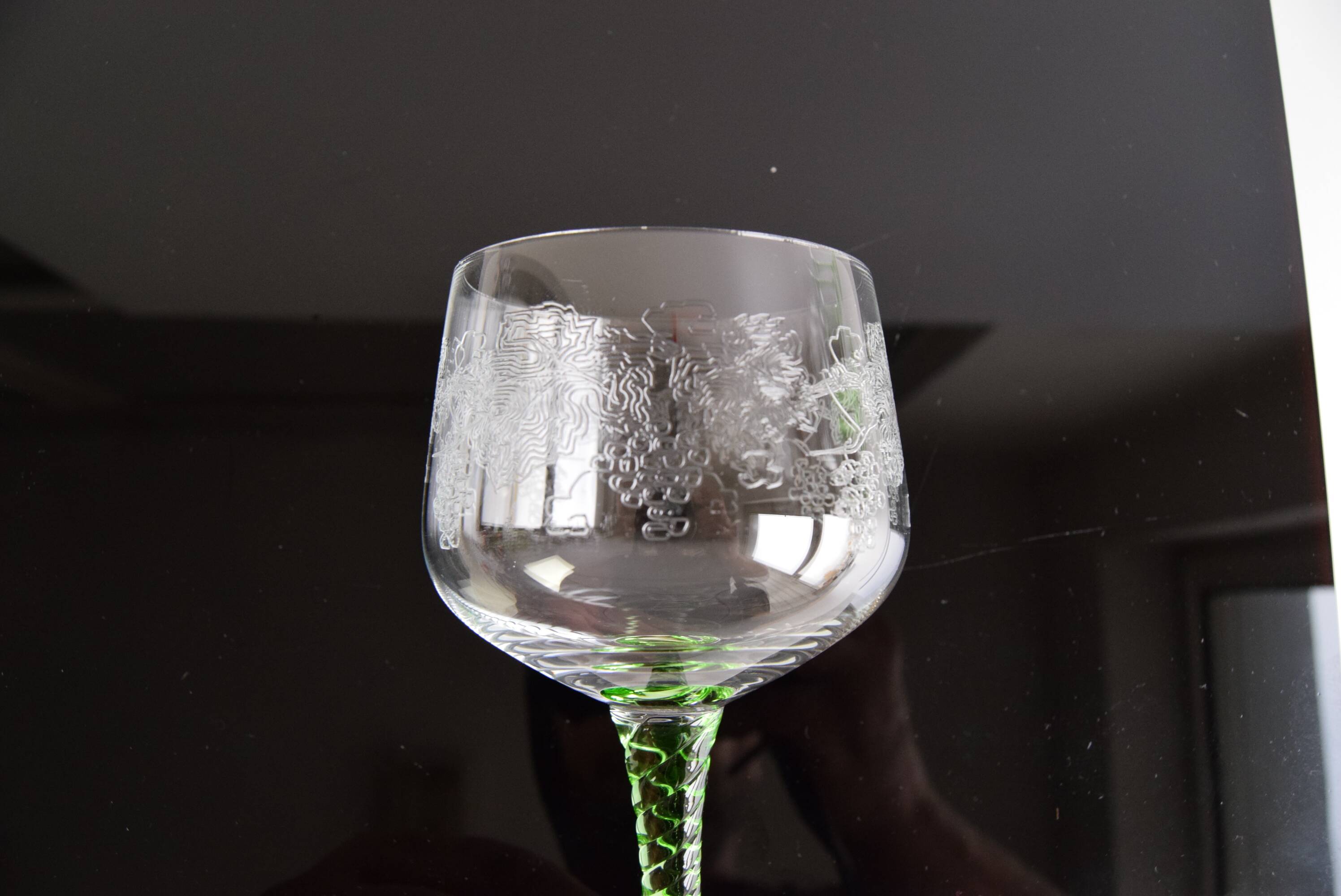 Set of six vintage stemmed glasses, 1960s.