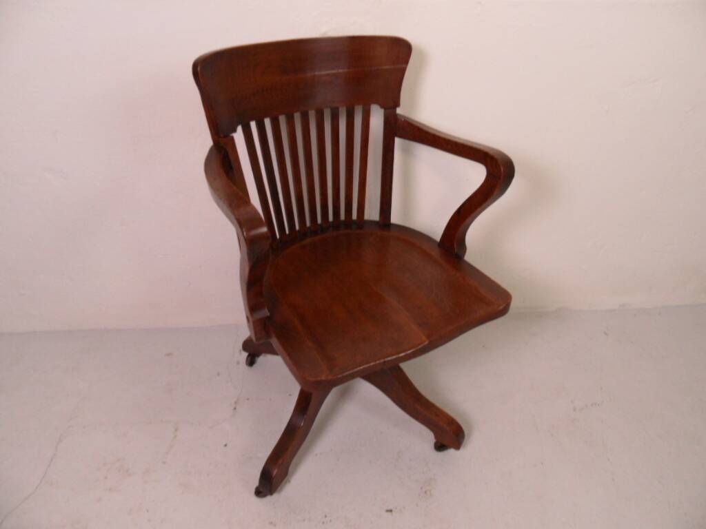 Antique oak office armchair