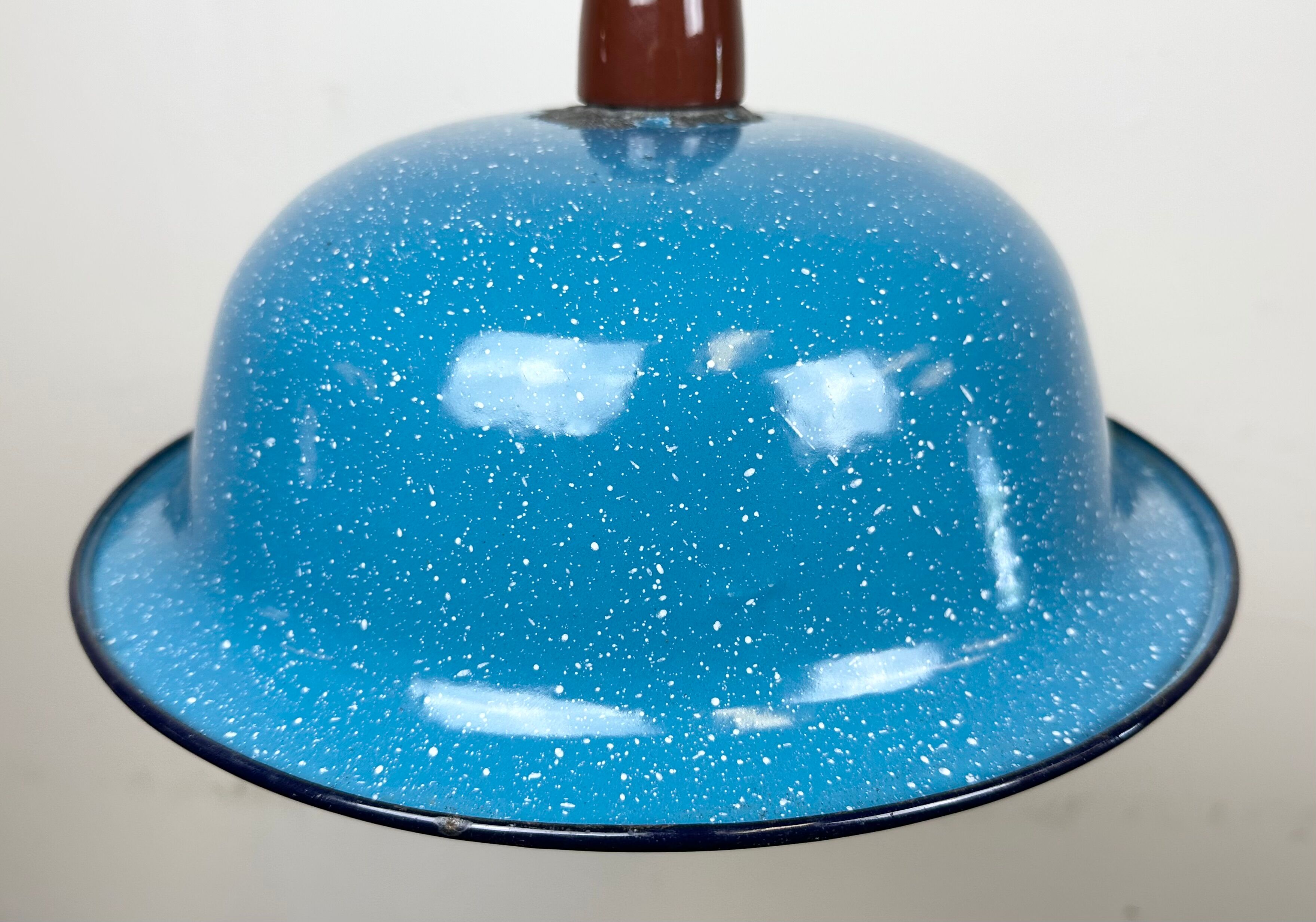 Industrial Factory Blue Enamel Ceiling Lamp, 1960s