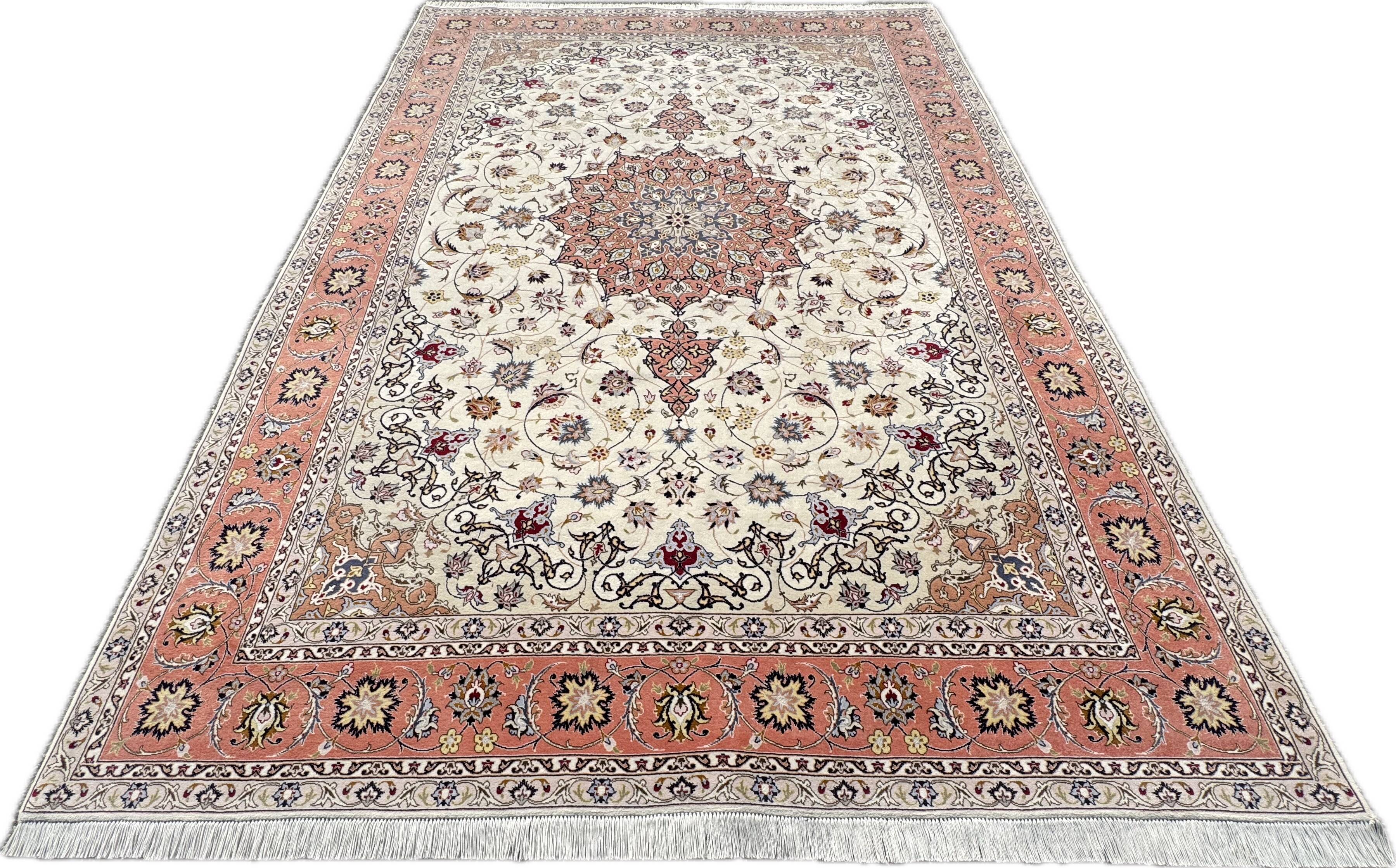Persian Tabriz Wool Rug with Silk Inlay 300x200 cm