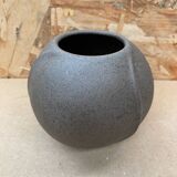 Ancien vase boule céramique grise vintage