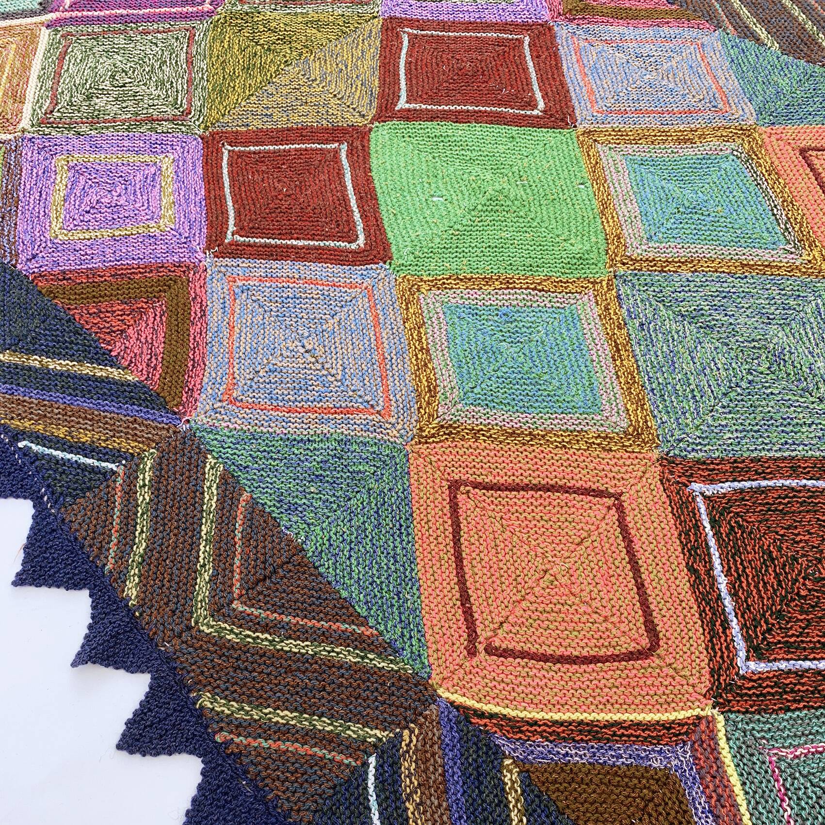 Knitted Diamond Throw Blanket Vintage 1970s