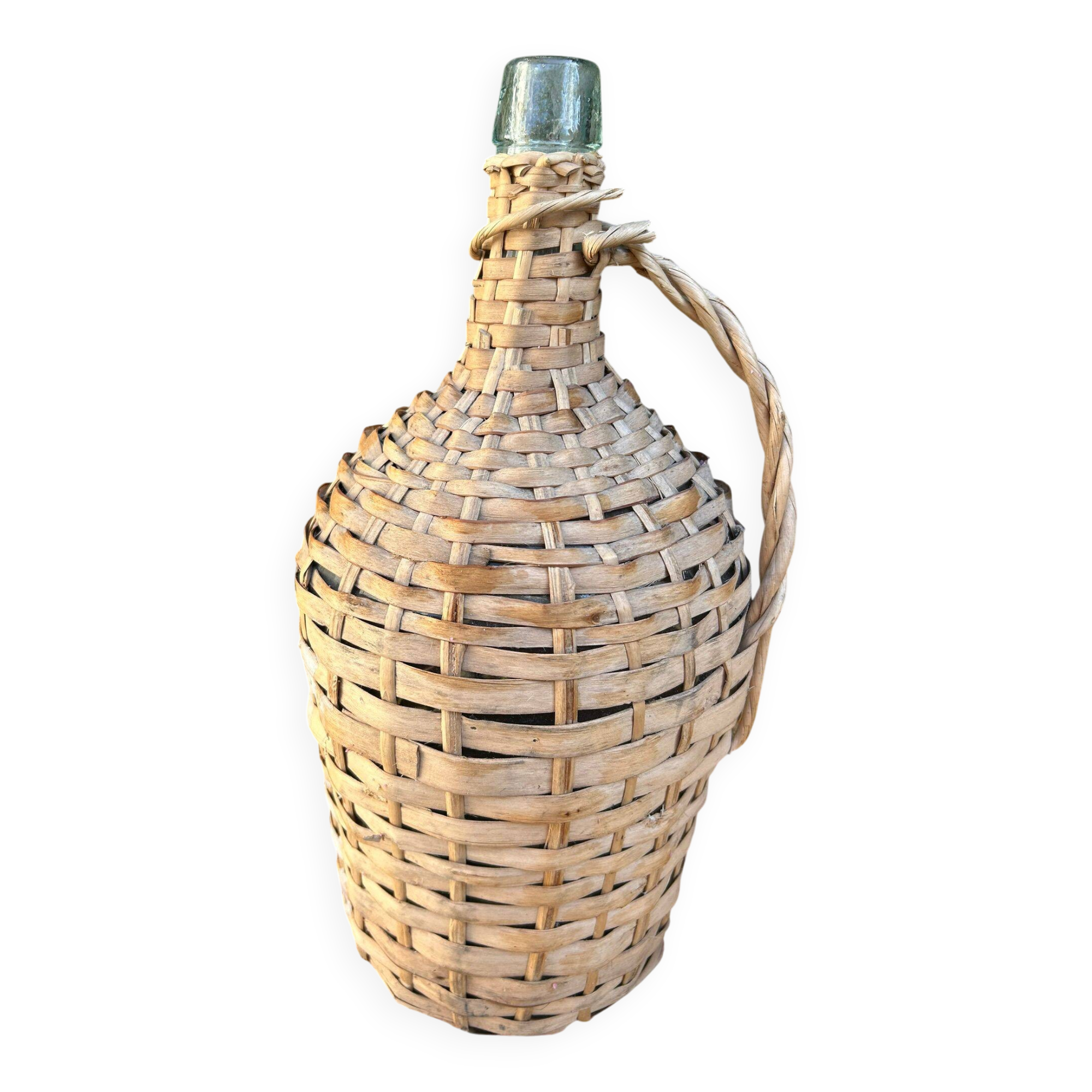 Vintage demijohn 40cm glass + wicker (3-5L)