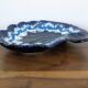 Large vintage shell-shaped blue glazed ceramic bowl