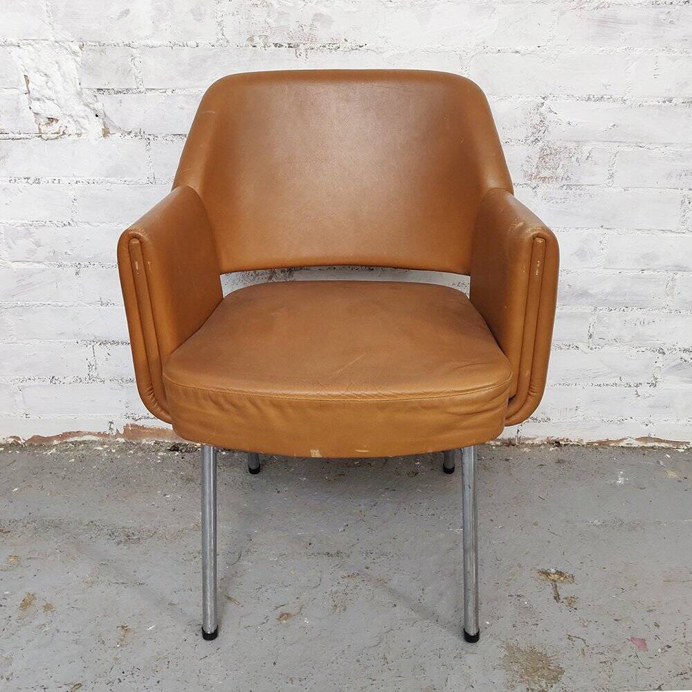 Deauville Leather Armchairs by Marc and Pierre Simon for Airborne, 1960s