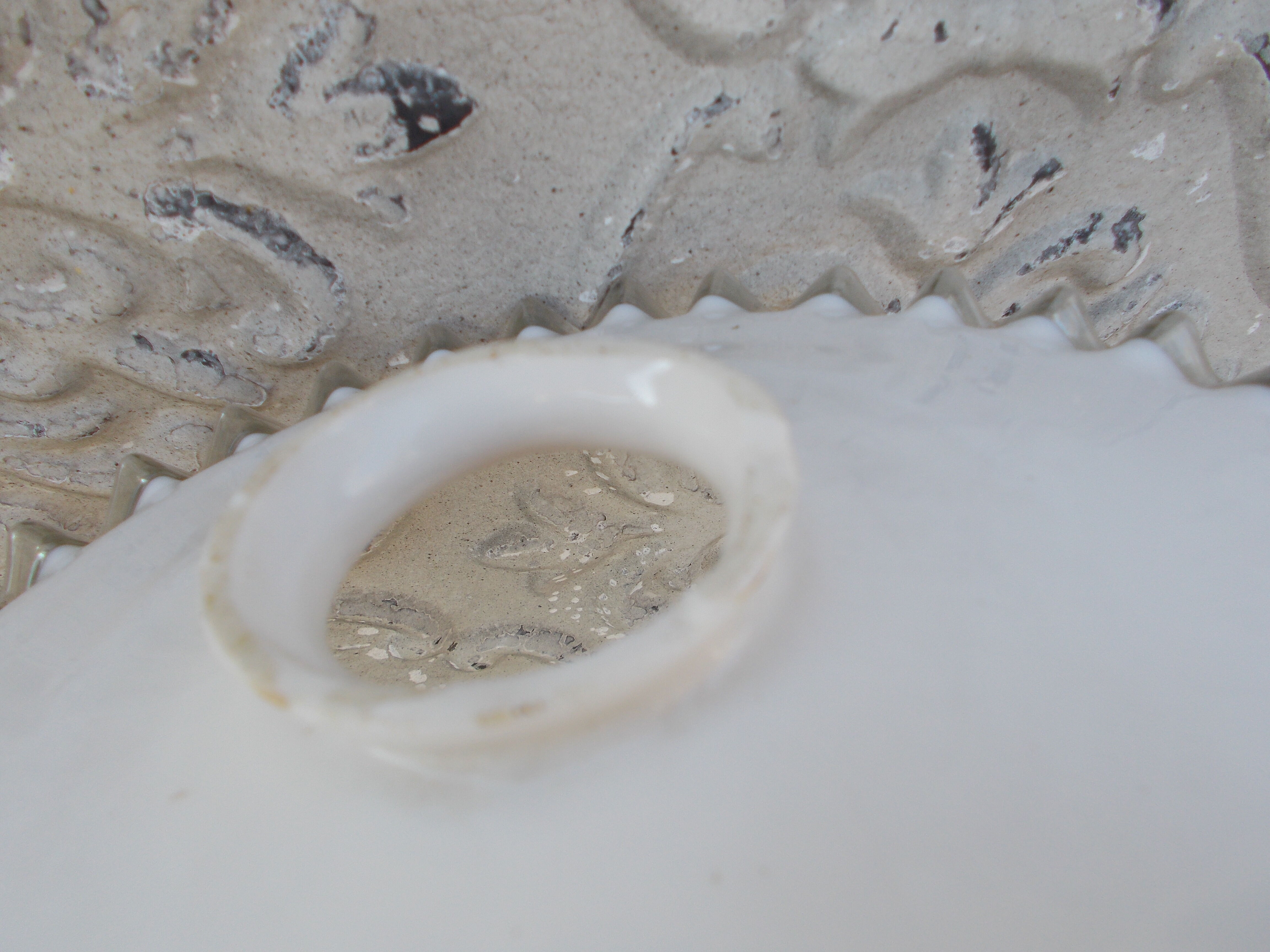 2 old white opaline serrated lampshades