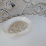 2 old white opaline serrated lampshades