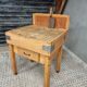 Vintage block butcher table beech kitchen island 74 x 81 cm