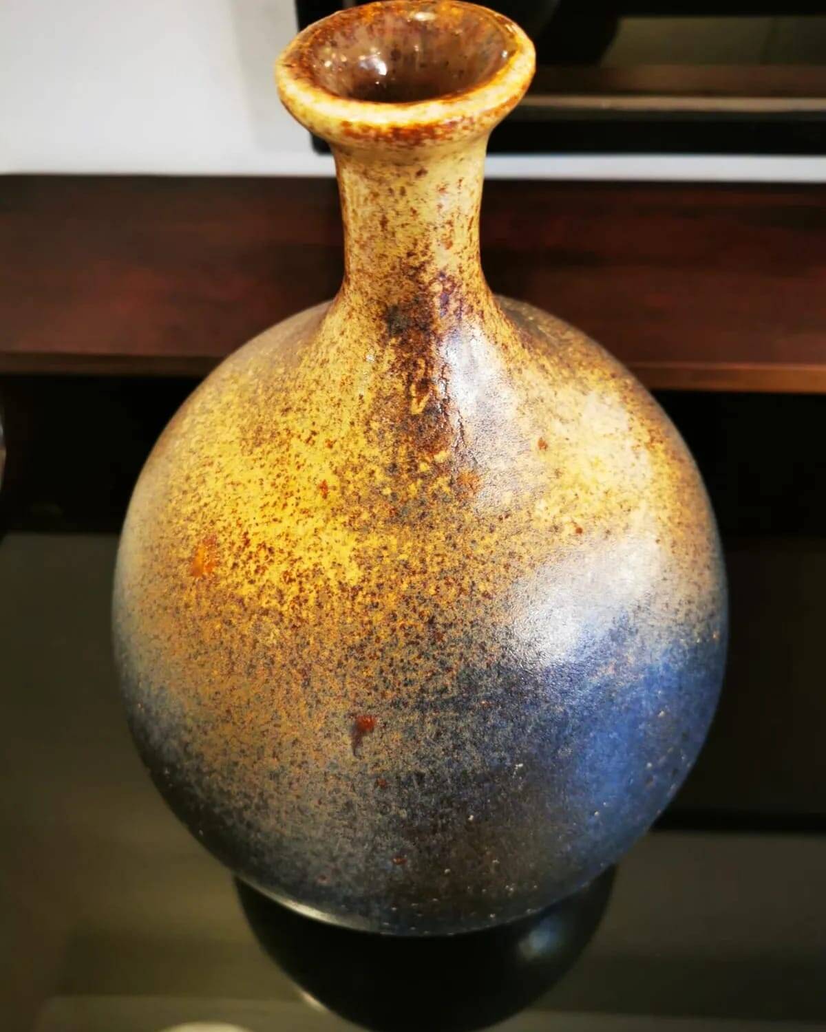 Vintage stoneware ball vase by Daniel Cassiet from 1972