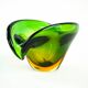 Sommerso glass platter in green and yellow, Murano, Italy, 1960s