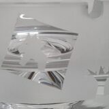 Thick frosted glass ashtray and pocket tray, 1980s savannah design, 13 cm.