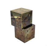 Pair of brass dice-shaped paperweights / bookends, Italy 1970s