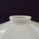 French frilled glass pendant shade, white opaline glass with a clear scalloped edge.