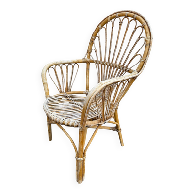 Fauteuil en rotin des années 60 Pays-Bas