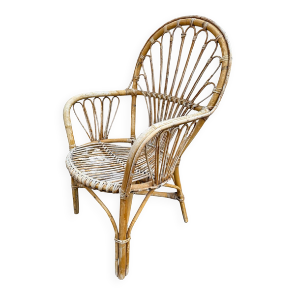 Fauteuil en rotin des années 60 Pays-Bas