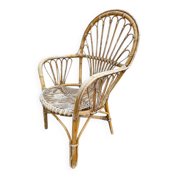 Fauteuil en rotin des années 60 Pays-Bas
