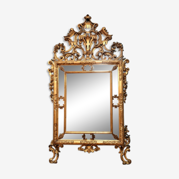 Miroir Louis XV,  Régence a pare closes en bois doré vers 1850-1880
