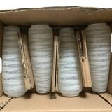Set of 4 antique cone-shaped tulips in ribbed opaline glass for ap