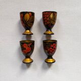 Vintage egg cups hand painted decor Russian vintage country decoration
