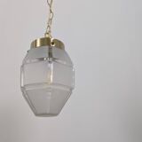 Art Deco faceted glass suspension, vintage light fixture with a diamond spirit and é.