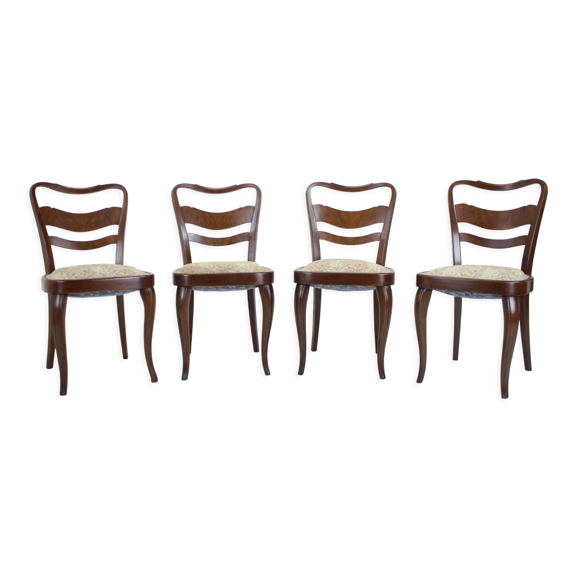 1940s set of 4 dining chairs, czechoslovakia