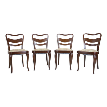 1940s set of 4 dining chairs, czechoslovakia