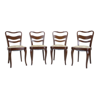 1940s set of 4 dining chairs, czechoslovakia